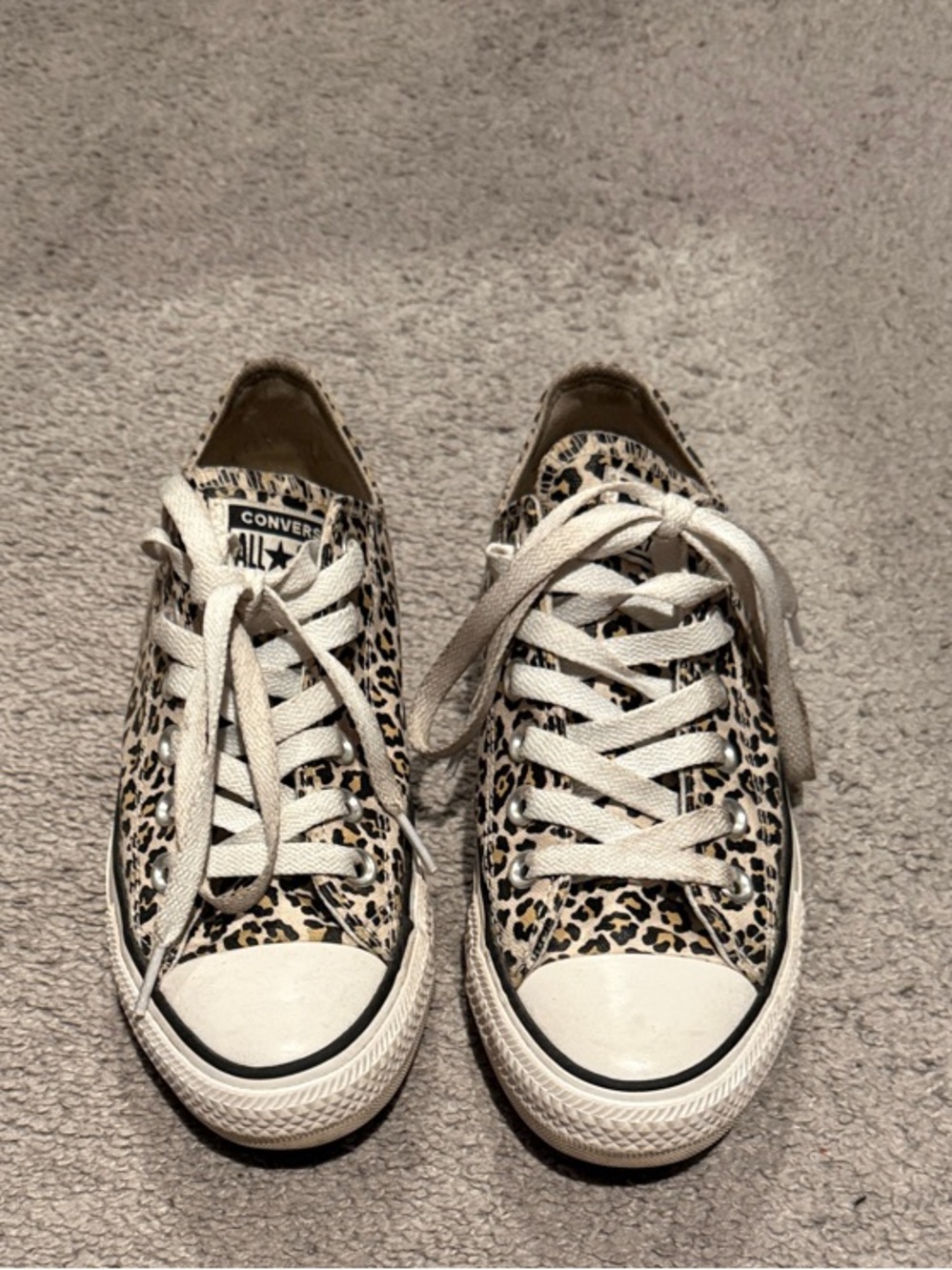 Converse Leopard Print Low Top Sneakers - Cream/Black